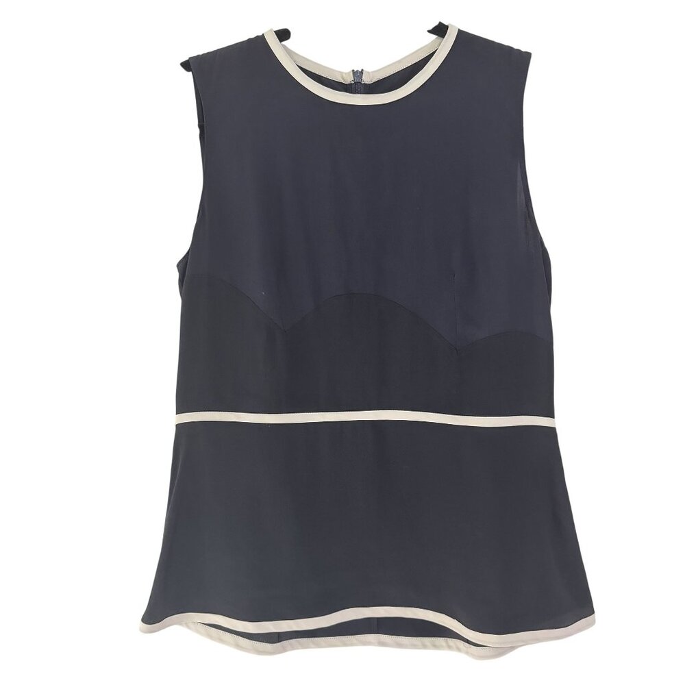 Marni Winter '13 Women's Black Cream Piping Sleeveless Round Neck Top Size 38